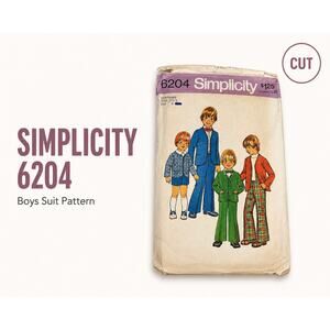 Vintage Simplicity 6204 Boys Suit Sewing Pattern Retro 70s Cut